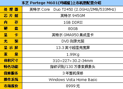 东芝M601玛瑙蓝星光漆面13寸本报8999