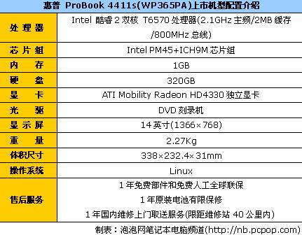 惠普 ProBook 4411s(WP365PA) 