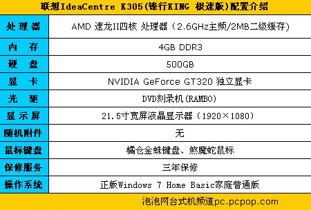 家用游戏高性能　联想K305现报价6163 