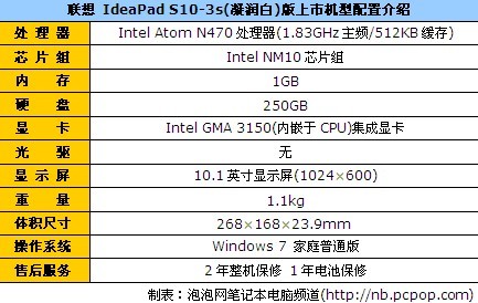 联想 IdeaPad S10-3s(凝润白) 