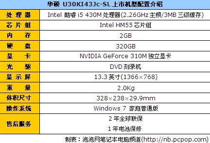 华硕 U30KI43Jc-SL 