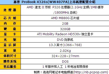 惠普 ProBook 4326s(WW407PA) 