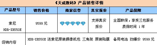 家用旗舰DV索尼XR550E最新劲爆价9599 