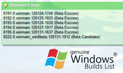 Windows 8 Beta候选版本号已出现外网 