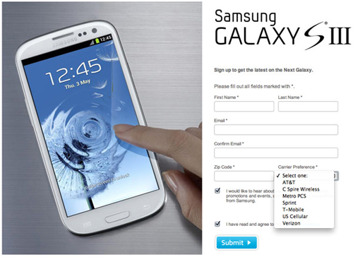 三星GALAXY SIII注册界面继续保留 