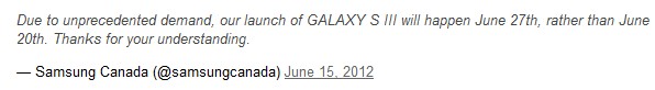 枫叶国三星GALAXY S3推迟至27日上市 