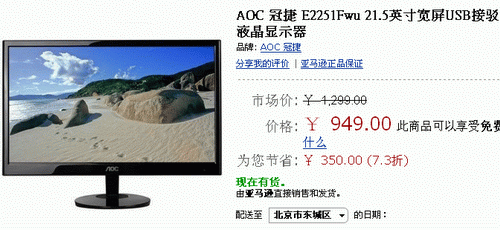 体验USB精彩 AOC E2251FWU再降仅949 