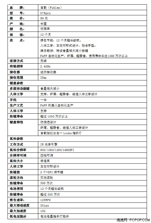 舒适耐用 更静音 富勒U79pro节能键鼠套装 