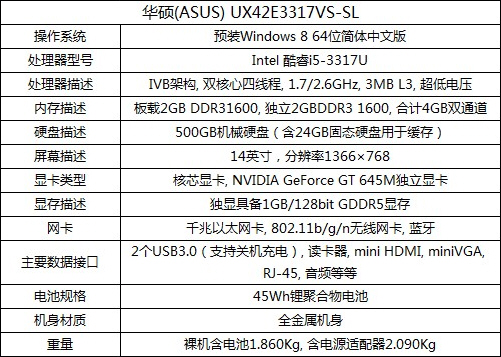 游戏型ZENBOOK 华硕UX42VS超极本评测 