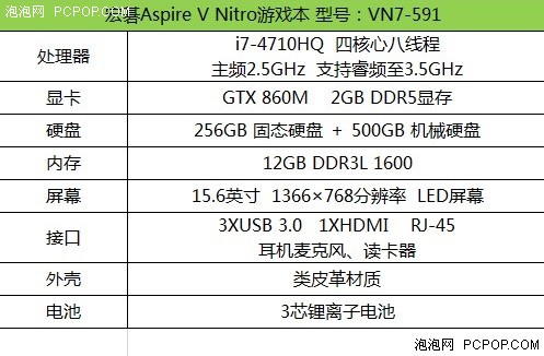i7配GTX 860M 宏碁VN7-591游戏本评测 