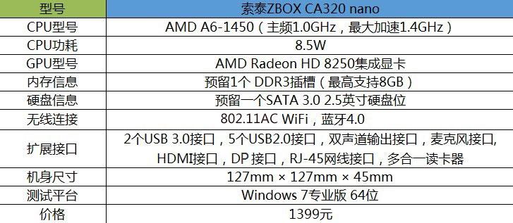 主打客厅娱乐 索泰ZBOX CA320迷你PC评测 