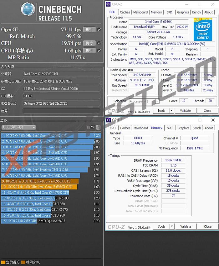 i7-6950X曝光 性能较i7-5960X大幅提升 