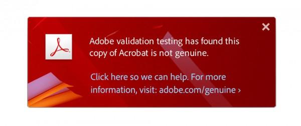 Adobe推验证系统 检测并提示盗版软件 