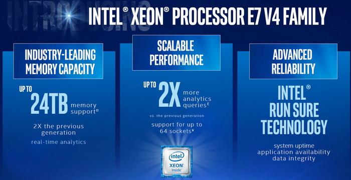 Intel发布Xeon E7 v4系列处理器 