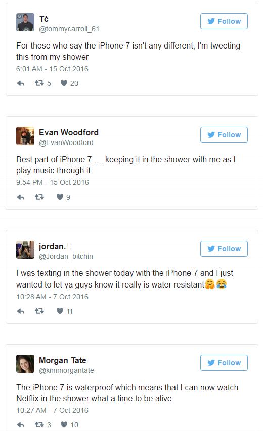 使用iPhone 7时 可以边洗澡边用手机 