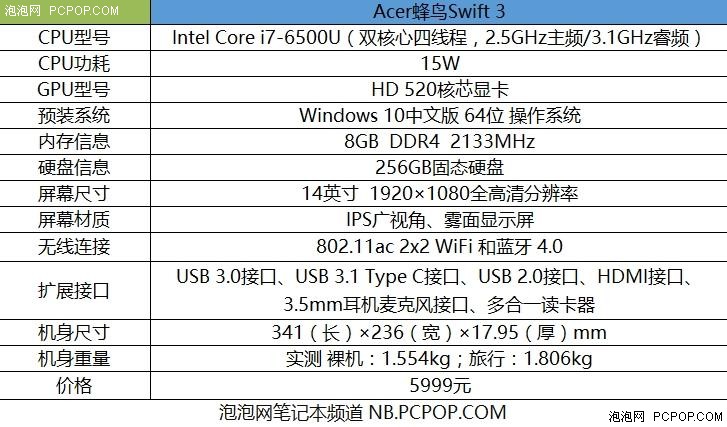 依旧主打性价比 Acer蜂鸟Swift 3评测 