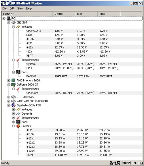 硬件环境实时监测 HWMonitor v1.08版