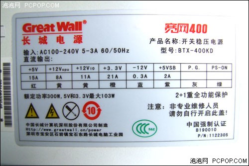 全电网输入:长城BTX-400KD宽网电源