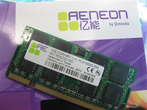 物美价廉1GB亿能DDR2667内存130元