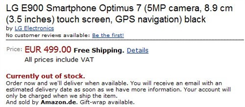 仅8.9mm厚度WP7系统 LG E900宣布售价 