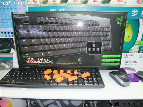 送橙色键帽 Razer黑寡妇机械键盘促销 