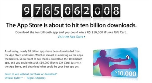 苹果App Store应用下载数将突破100亿 