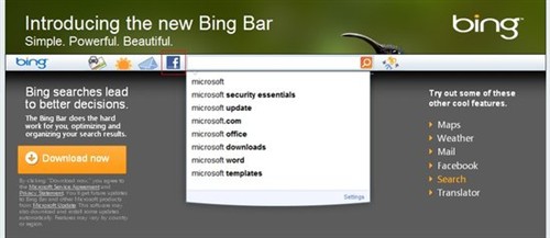 微软发布新版Bing工具栏整合Facebook 
