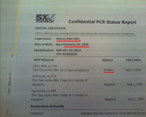 维基解密爆料：乔布斯艾滋检验呈阳性 