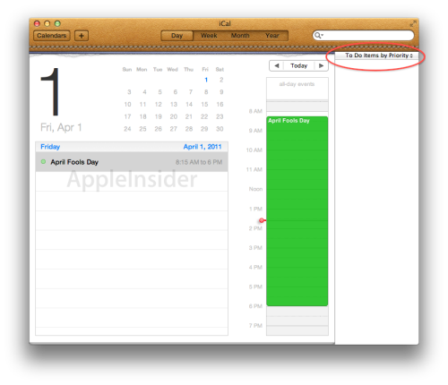 Mac OS X 10.7 Lion: iCal 4.0 截图展示 吸收iPad元素 