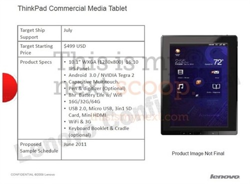 联想Android3.0双核Thinkpad平板曝光 