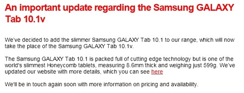 瘦身版三星Galaxy Tab 10.1v在英发布 