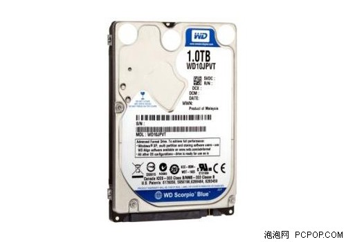 单碟500GB 西数发布1TB新款2.5吋硬盘 