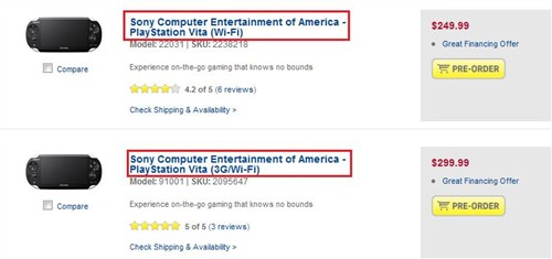 索尼PSVITA开售？百思买惊现预订页面 