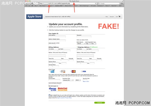 网上欺诈瞄准Mac用户 将其引至虚假苹果网站 