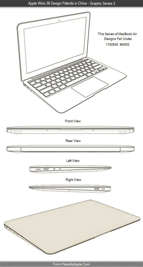 苹果正式获得MacBook Air设计专利 