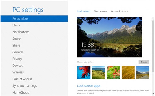 Windows8个性化设置：锁屏/欢迎/帐户 