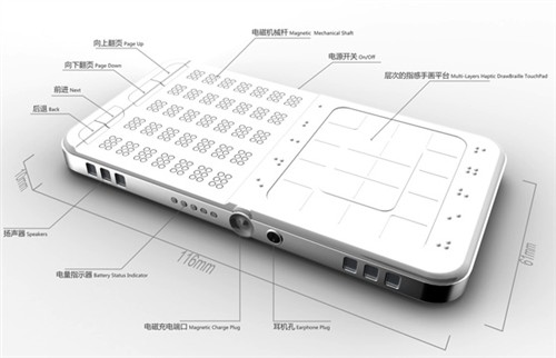 为盲人造福:概念盲人手机DrawBraille 