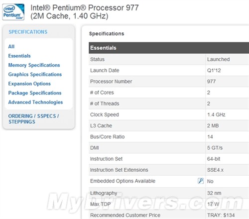 SNB 17W超低压还有新奔腾Pentium 987 