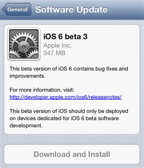 启用新邮件地址 苹果iOS6 Beta 3发布 