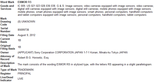 索尼注册Exmor RS商标 或推新感光芯片 