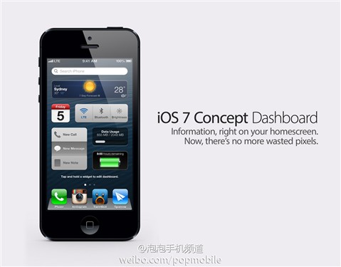 支持添加小插件 iOS7概念设计图曝光 