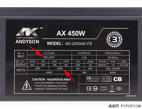 AX450瓦电源评测 