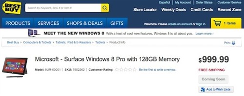 Surface Pro现身百思买 可用RT版换购 