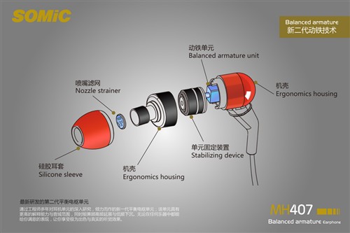 深邃的一抹红霞 硕美科MH407动铁耳塞 