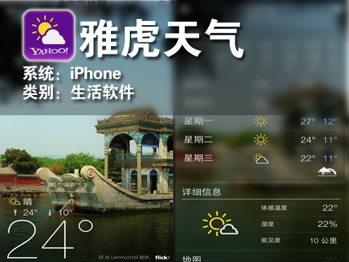界面精致内容全面 iPhone软件雅虎天气 