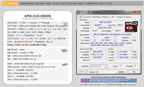 突破8GHz!华硕F2A85-V PRO超频创纪录 