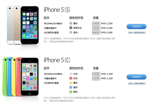 首批没戏! iPhone5s/5c京东预约超10万 