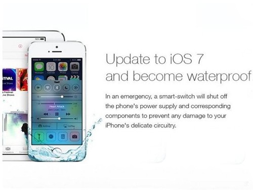 别逗!广告称iOS7可让iPhone手机防水? 