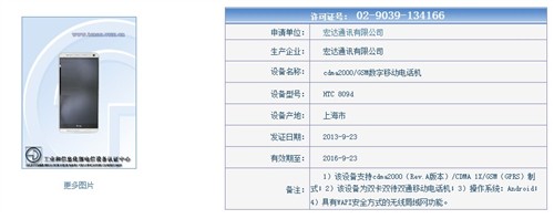 也有指纹识别 HTC One Max获入网许可 