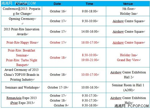 2013年产业峰会：展会详细活动时间表 
